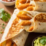Crispy air fryer chicken mozzarella wrap with melted cheese, ready to eat.