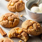 Close-up of warm, chewy apple snickerdoodle cookies, ideal for fall baking.