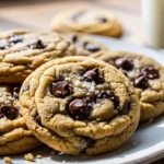 Close-up of soft, chewy Baileys Irish Cream chocolate chip cookies. Perfect homemade treat!