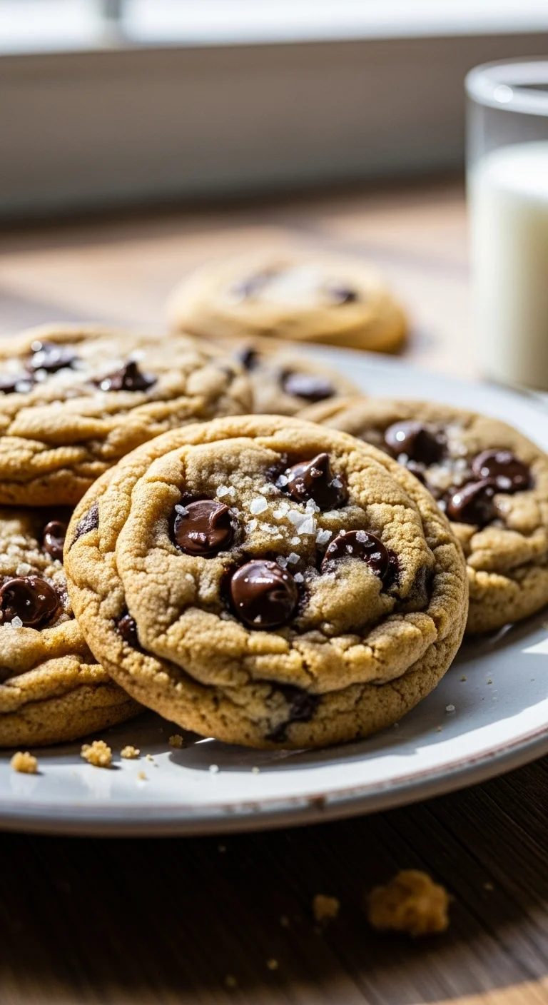 Close-up of soft, chewy Baileys Irish Cream chocolate chip cookies. Perfect homemade treat!