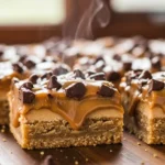 Close-up of Better Than Anything Bars showing layers of caramel, peanut butter, and chocolate.