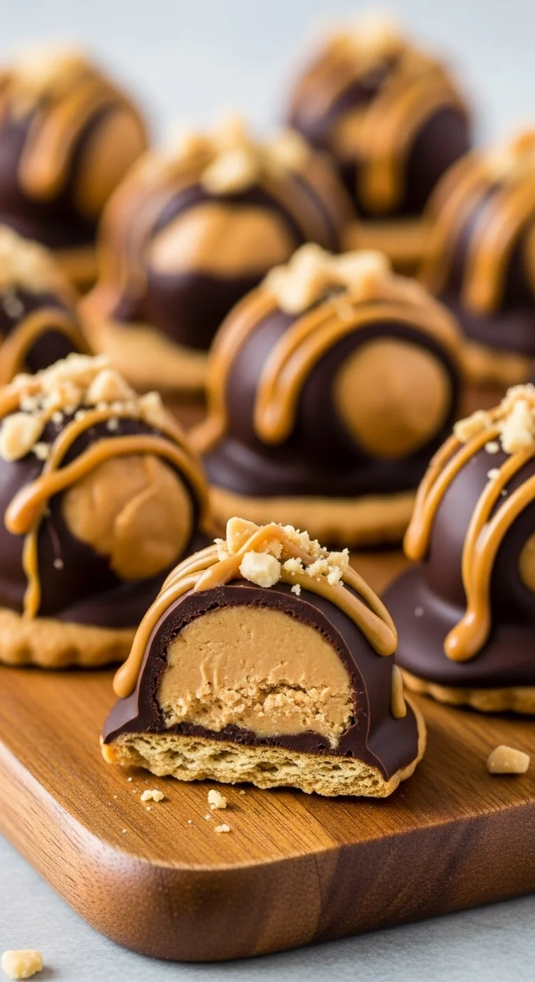 Step-by-step image showing how to assemble buckeye graham crackers with peanut butter and chocolate