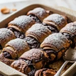 Close-up of a delicious chocolate croissant bake, perfect for an easy breakfast.