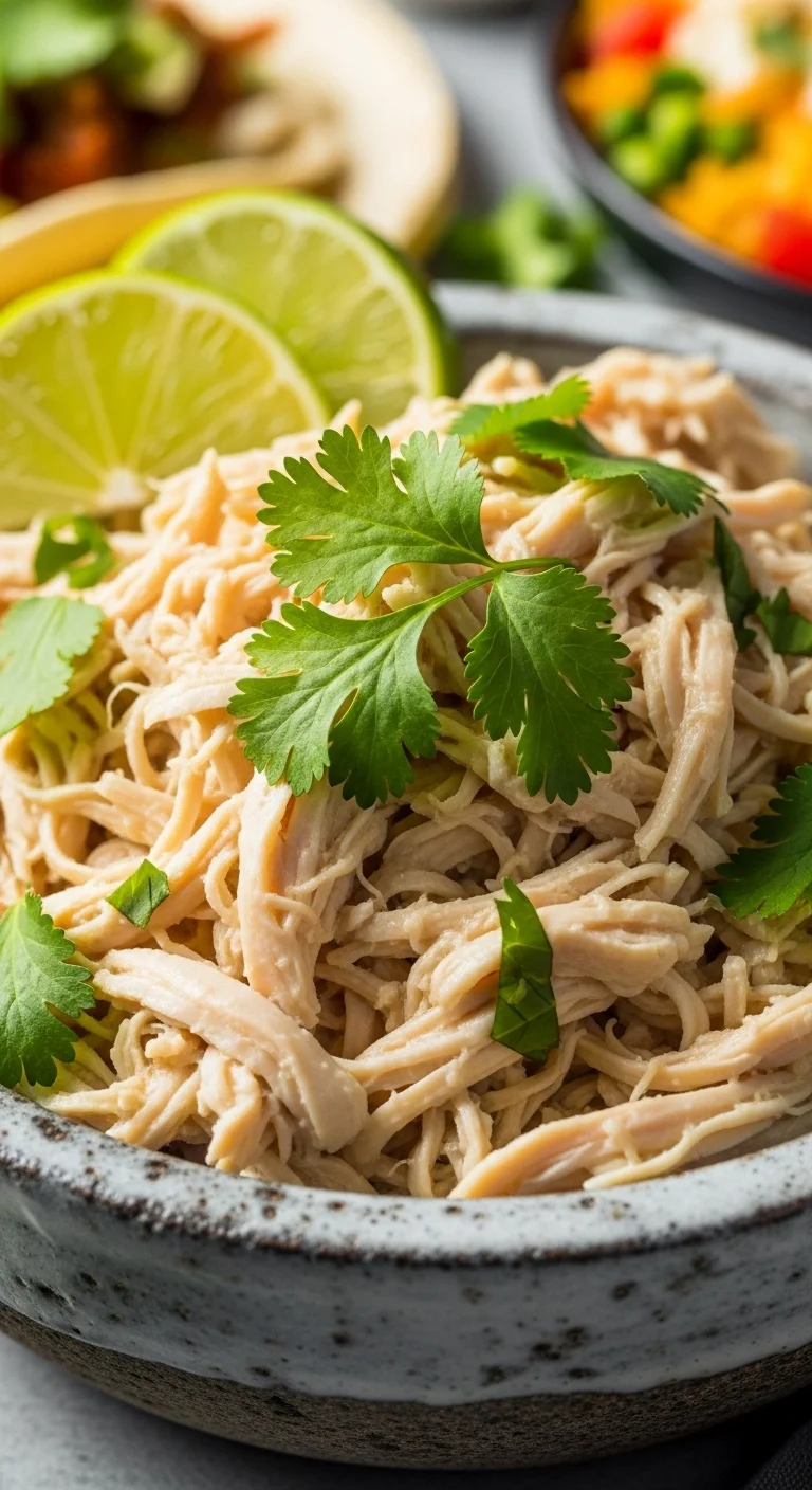 Cilantro Lime Chicken served in delicious tacos with fresh toppings. Easy slow cooker recipe.
