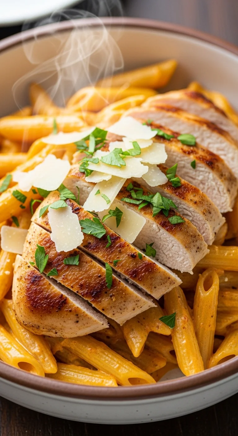 Creamy cajun chicken pasta in a bowl, garnished with parsley. A delicious and easy weeknight dinner.