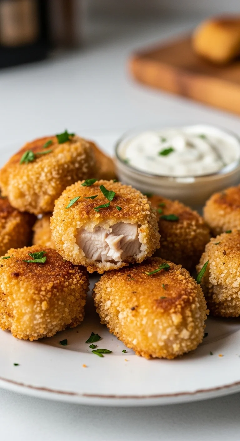Step-by-step guide on how to prepare air fryer chicken bites in a bowl before cooking.