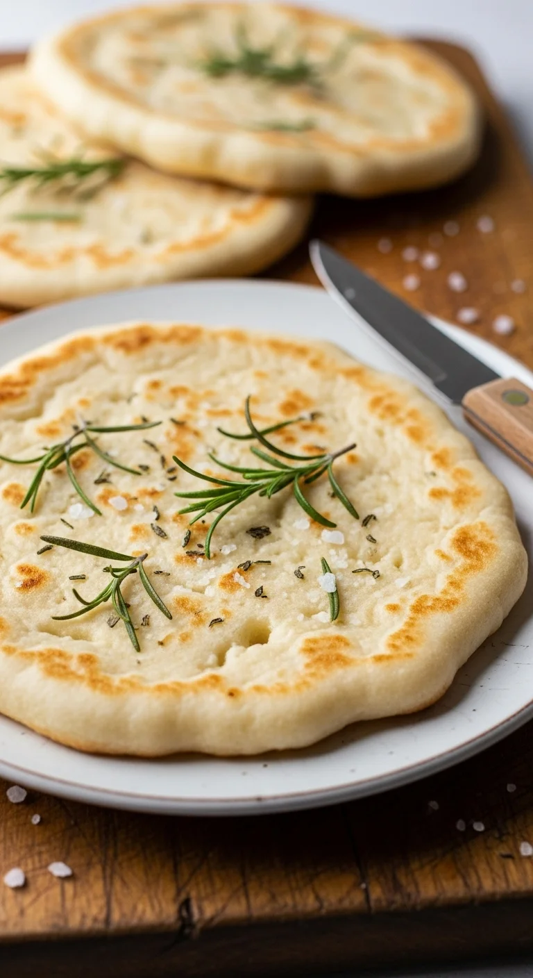 Close-up of a golden brown and delicious cottage cheese flatbread, ready to be served.