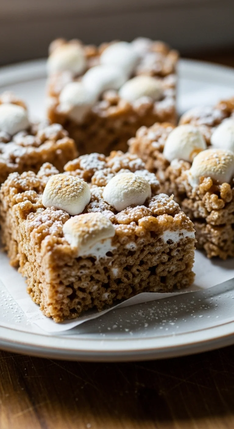 Step-by-step image showing how to make easy Gingerbread Rice Krispie Treats.