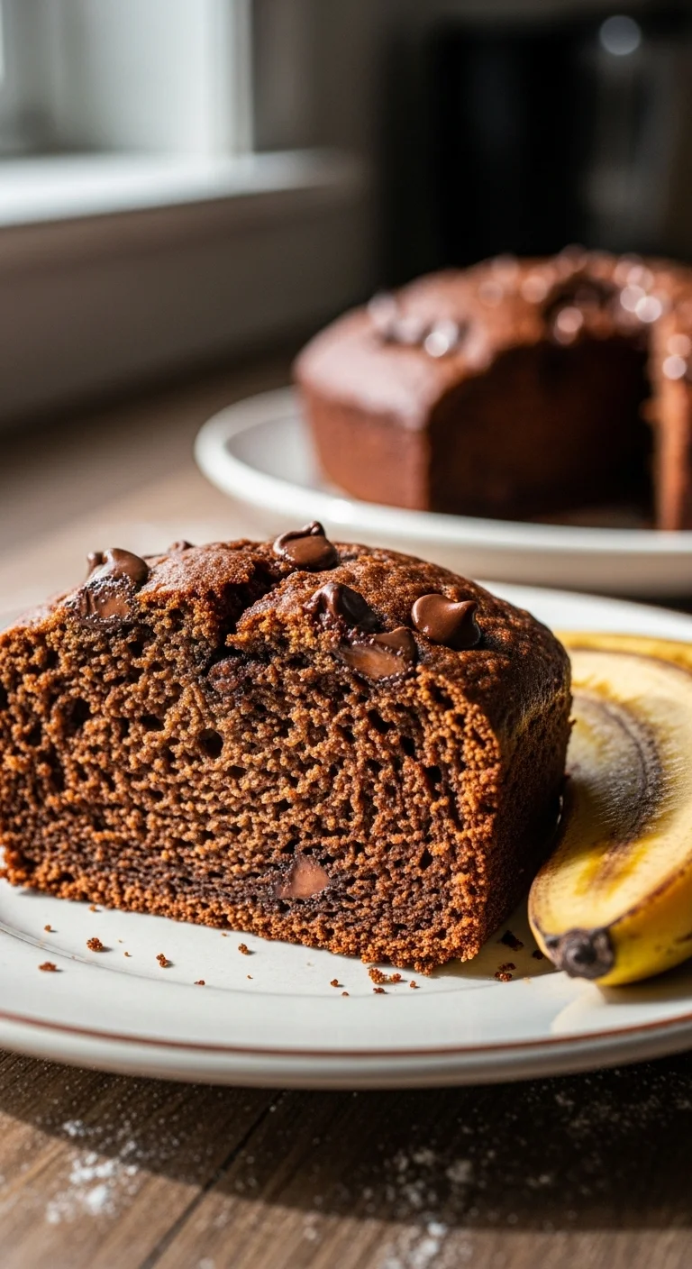 Step-by-step image showing the process of baking healthy chocolate banana bread.