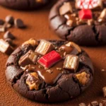Close-up of delicious double chocolate Kit Kat cookies, perfect for sharing.