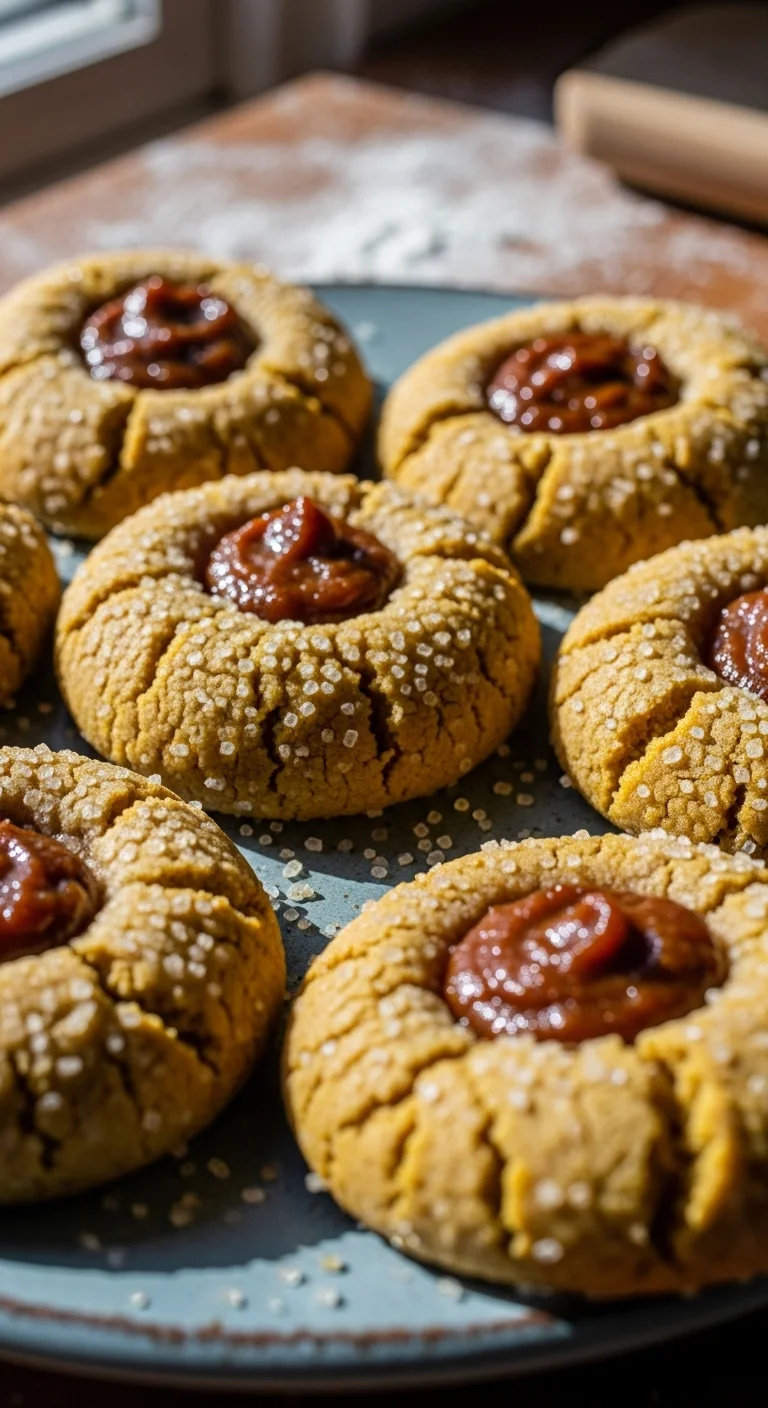 Close-up of delicious, soft and chewy pumpkin pie cookies, perfect for fall baking.