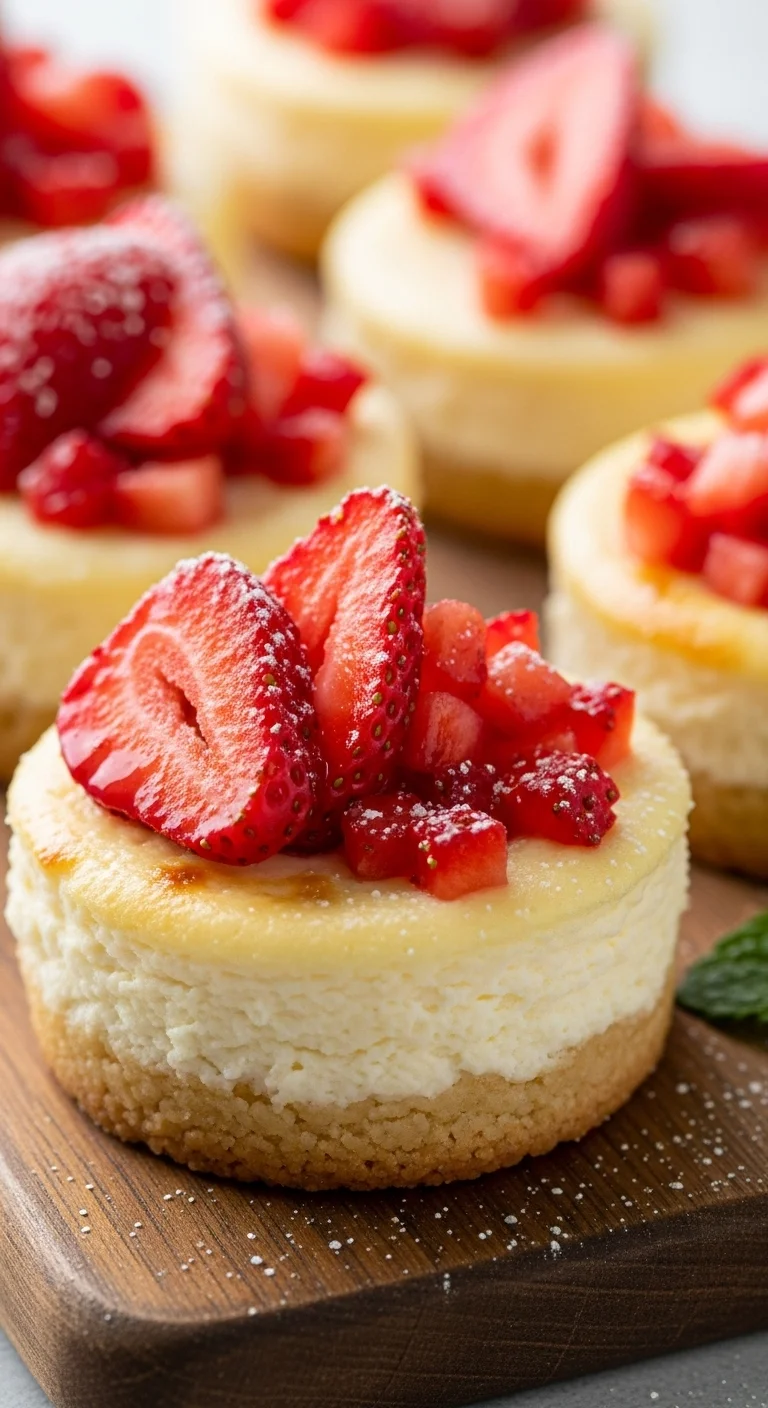 Close-up view of freshly made Strawberry Cheesecake Shortbreads, showcasing the creamy filling and juicy strawberries.