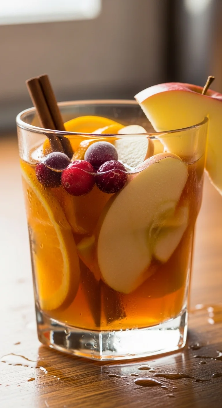 Refreshing Apple Cider Sangria with apples, oranges, and cinnamon sticks. Perfect for a holiday party!