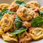 Creamy Chicken Tortellini in a CrockPot - easy weeknight meal recipe.
