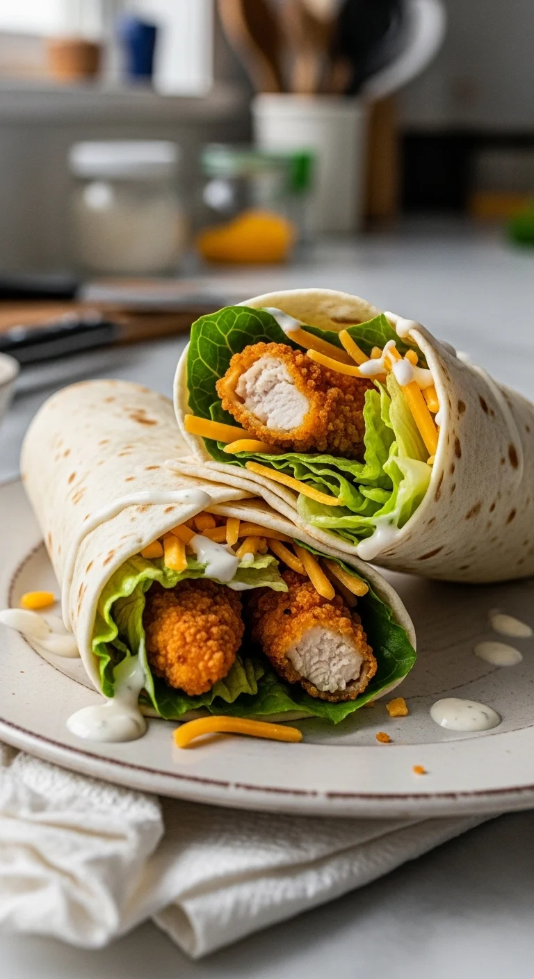 Crispy chicken snack wraps ready to eat. This easy chicken snack wraps recipe is perfect for lunch or a quick snack.