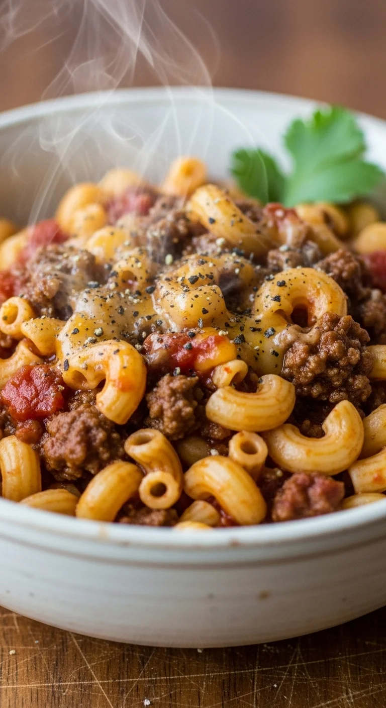 Delicious bowl of Hearty Chili Mac and Cheese, a comforting and easy chili mac recipe.