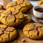 Close-up of soft, chewy pumpkin maple cookies. These homemade cookies are the perfect fall treat.