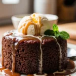 Delicious homemade sticky toffee pudding with rich toffee sauce, ready to eat.