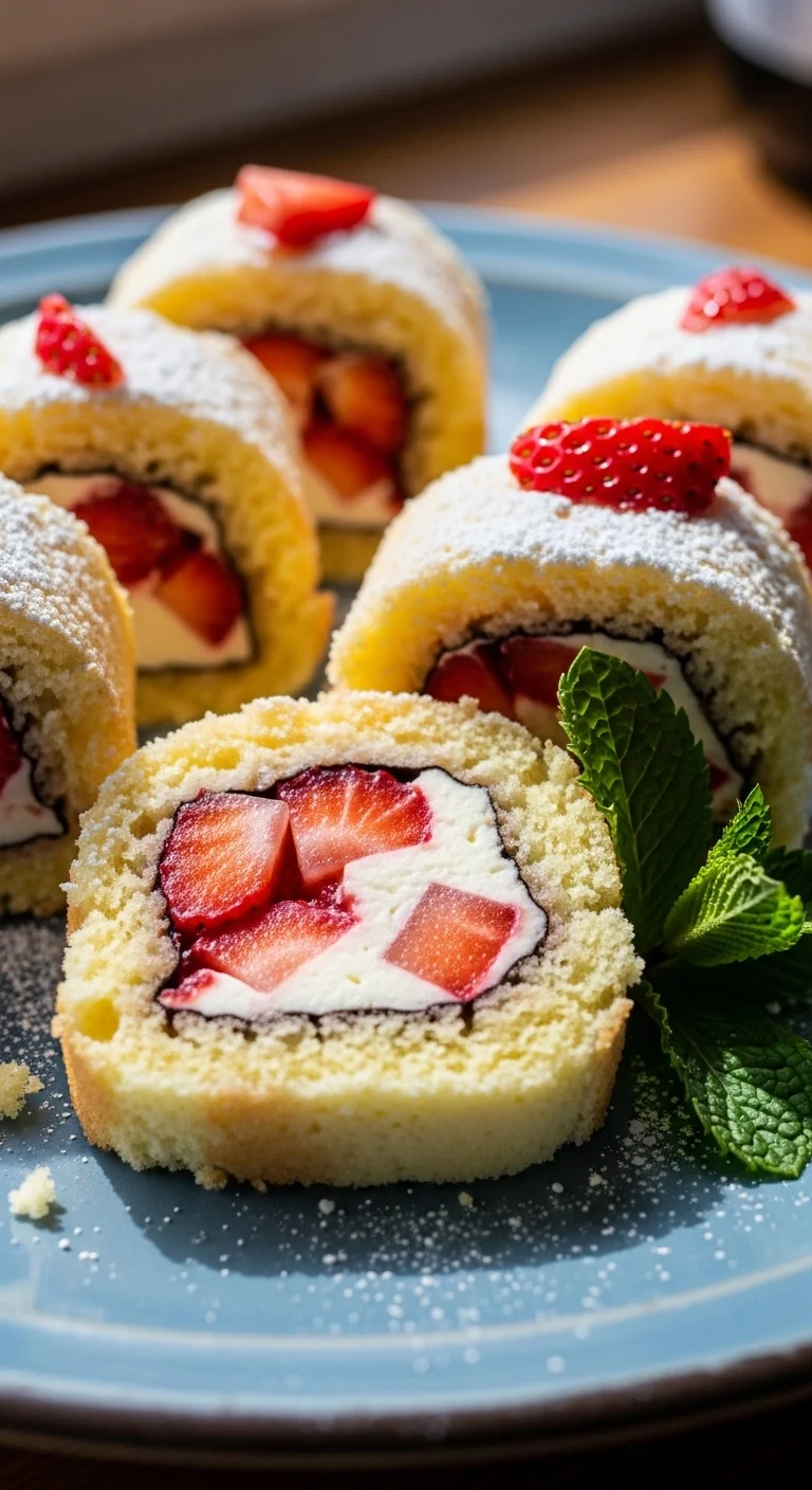 Step-by-step guide for making Strawberry Shortcake Sushi Rolls. Easy dessert recipe tutorial.